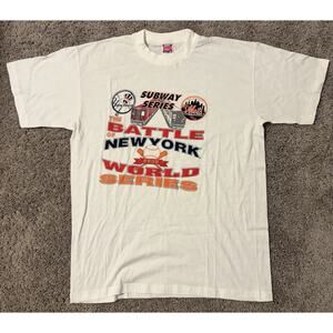 Vintage Irregular Print 2000 Subway Series Yankees Mets World Series T-shirt XL